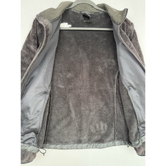 The North Face Jacket Womens Medium M Fuzzy Fleece Full Zip Black Faux Fur Coat - Picture 4 of 8